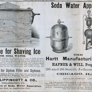 Rare Antique Advertisement for Pharmacy Products - Ice-shaving Machine - Fruit Juices - Homeopathic Pharma - March 1883