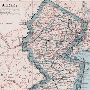 1921 Antique Map of New Jersey