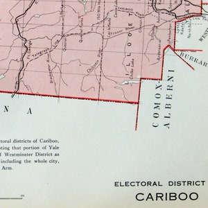 1915 Antike Karte des Wahlkreises von Cariboo, British Columbia - Kamloops - Yale - Hier leben Sie - LDN