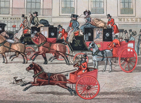 1888年 大型希少アンティークカラープリント - 郵便馬車 - 郵便