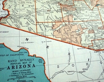 1937 Vintage Map of Arizona