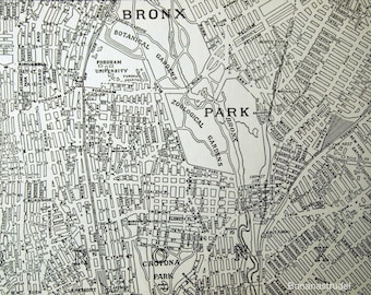 1937 Vintage City Map of Upper Manhattan and the Bronx, New York City