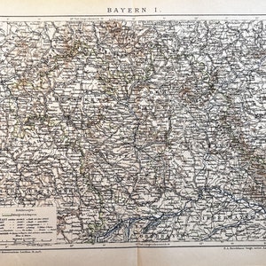 1894 Map of Bavaria - Antique Map