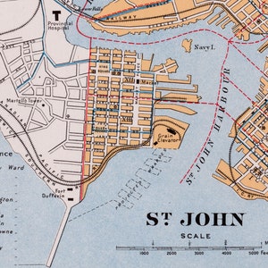 1915 Antike Stadt Karte von Saint John, New Brunswick, Kanada