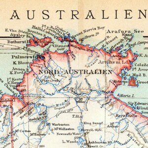 1893 German Antique Map of Australia