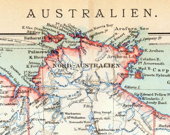 1893 German Antique Map of Australia