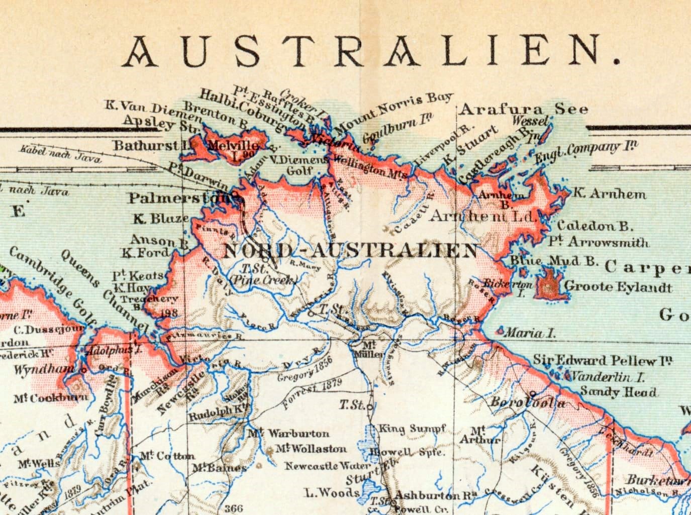 オーストラリア古い地図の絵 1893年ドイツ製オーストラリア古地図 - Etsy 日本