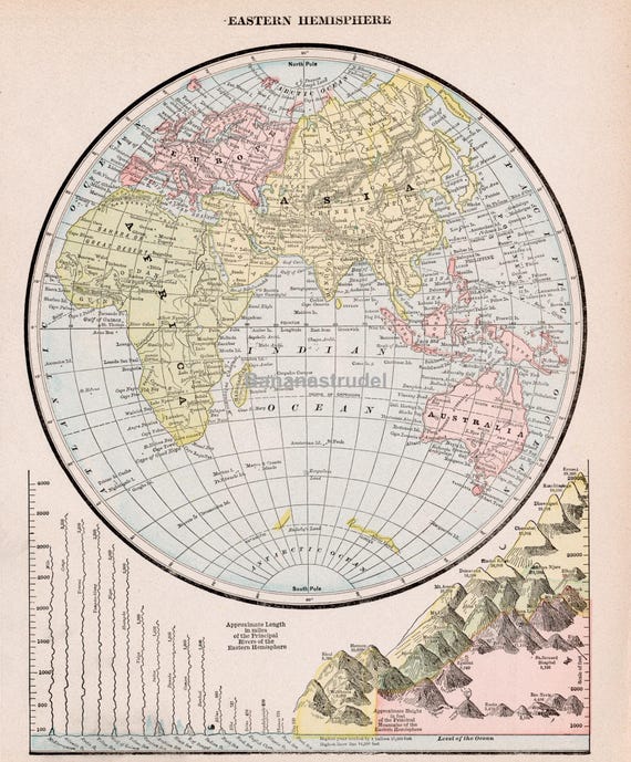 1888年アンティーク世界地図 - アンティーク世界地図 - アンティーク