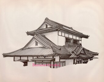 Large Japanese Architectural Print on Parchment Paper from 1977 - House Design - Plate 31