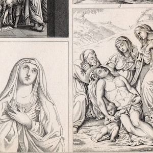 1852 Antique Print of Christian Art - Madonna and Child - Ecce Homo - Saint Francis - Plate 15