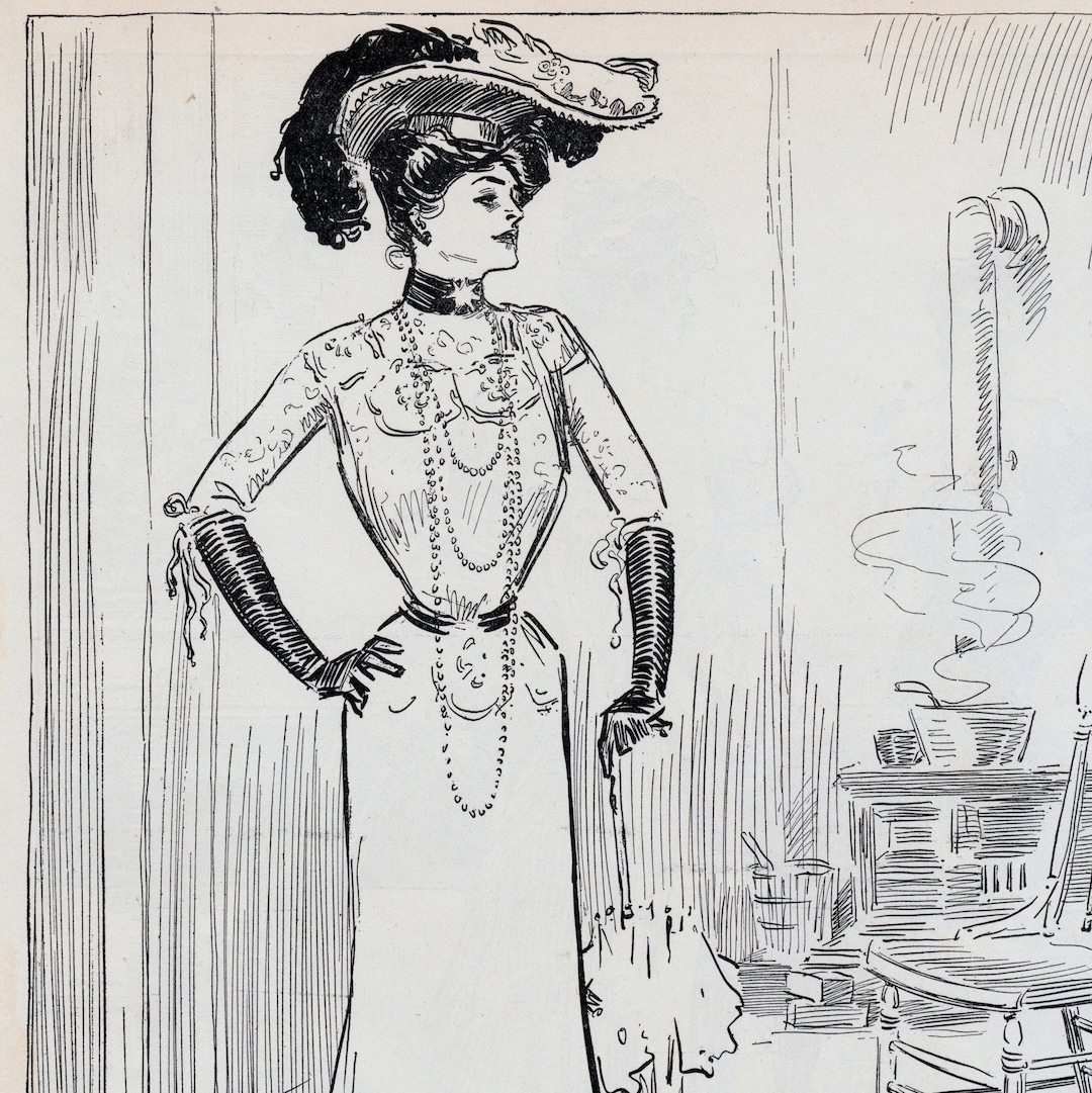 1906 Antique Gibson Girl Print the Chorus Girl's Visit Home Humorous ...