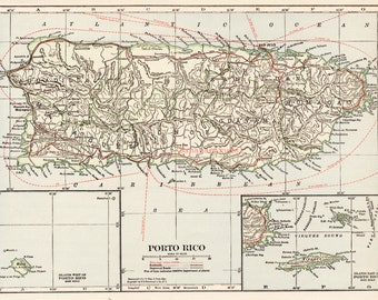 Antique Map of Porto Rico - Puerto Rico - Published 1919