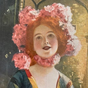 1900s Vintage Print - The Queen of Flowers at the Christmas Bazaar - From Painting by A. Schram