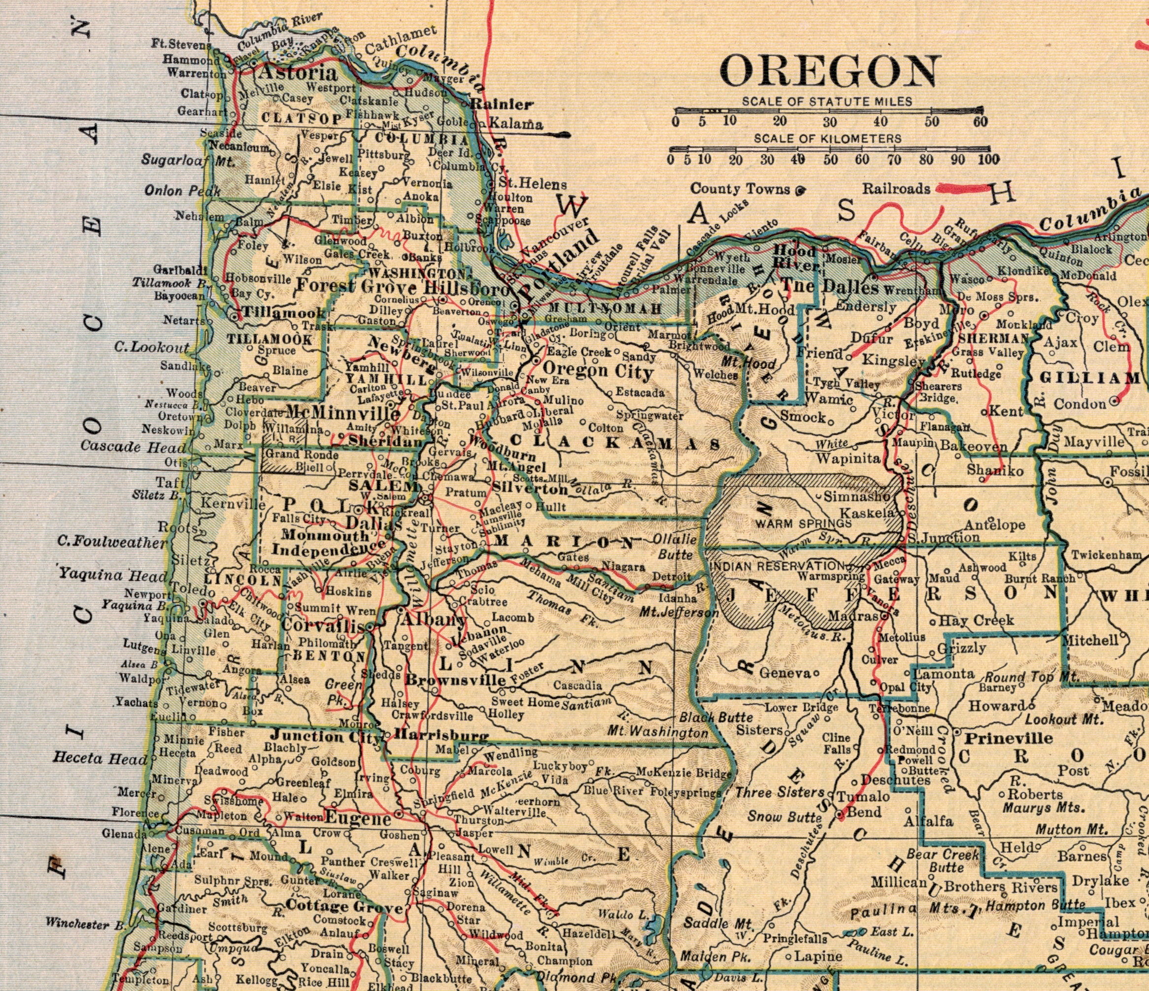 Antique Map of Oregon - Published 1921 - Etsy