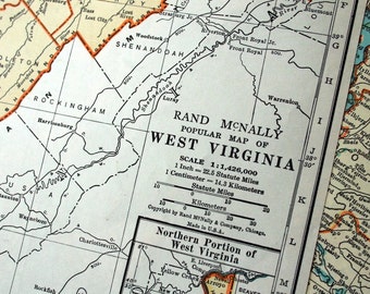 1937 Vintage Map of West Virginia - Old West Virginia Map