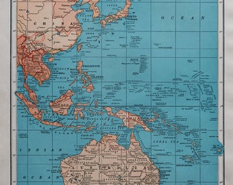 1943年第二次世界大戦極東地図 - 太平洋戦争時代のオリジナル地図