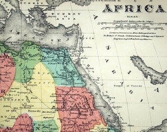 1880 Antique Map of Africa - Canary Islands, Madeira Isles, and Mouths of the Nile - Hand-coloured Rare Map