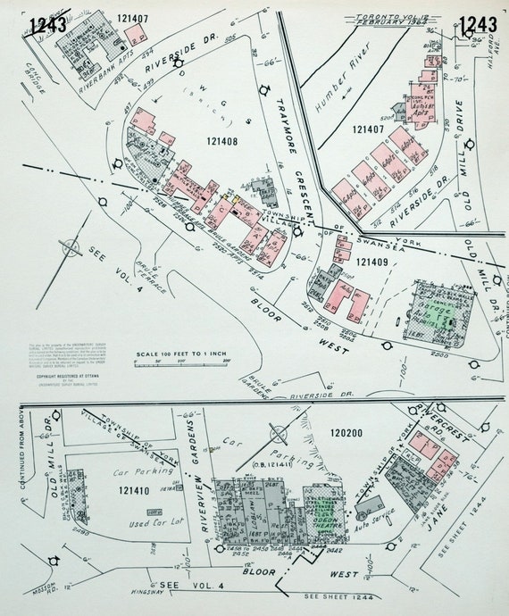 Sheet 1205 and 1206 Clair West St Insurance Maps Junction 1964 Vintage
