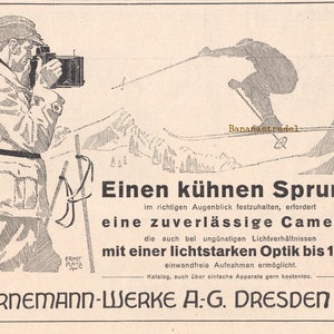 Antike Werbung für Ernemann Kameras - 1926 Deutsche Werbung