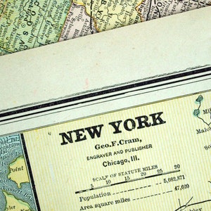 Antike Karte von New York State - Antike Karte des Bundesstaates New York - Long Island Sound - veröffentlicht 1888
