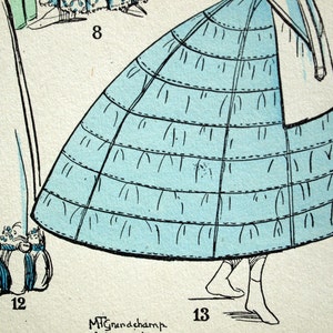 1925 French Art Deco Handcoloured Pochoir Print of French Women&#39;s Fashion. By Paul Louis de Giafferri . Plate 5 Handcolored