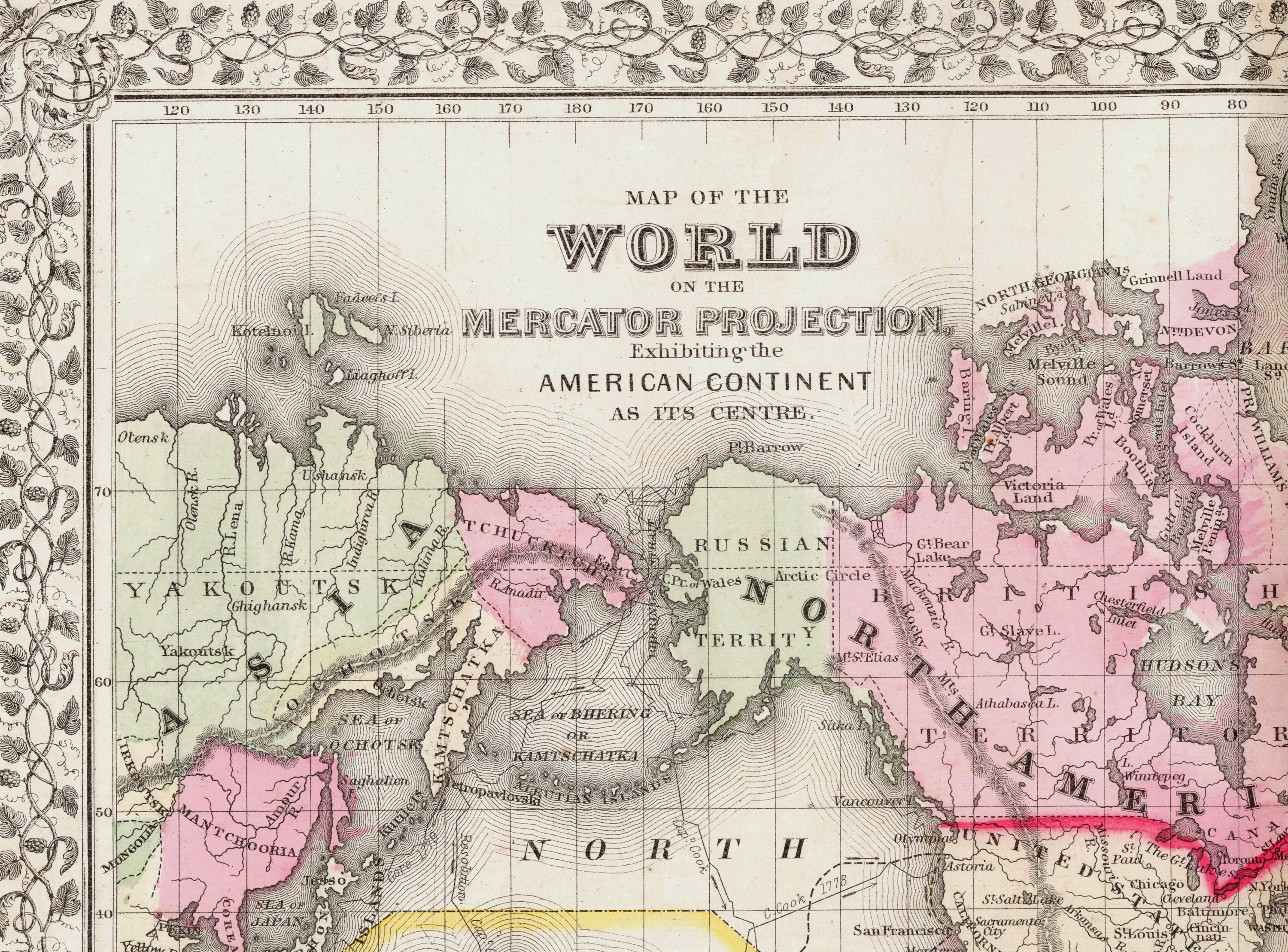 1867 Large Antique Hand-coloured Mitchell World Map on - Etsy UK
