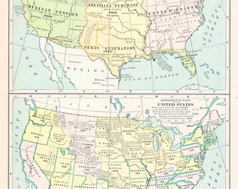 1902 Antique Map showing Early American History - Century Atlas - No. 2