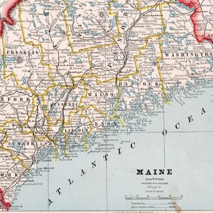 Antique Map of Maine - From 1883
