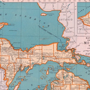 Carte vintage du Michigan de 1937