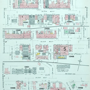 1964 Vintage Karte von West Toronto - High Park - Bloor West - Versicherung Maps - Blatt 1245 und 1246