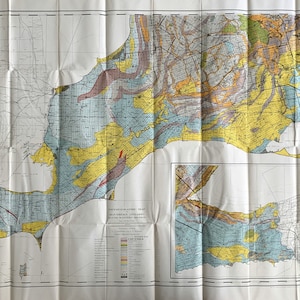 1951 Grande carte murale vintage du sud de l'Ontario - partie sud-ouest - Pelée - Windsor - Niagara - Sarnia - Londres - Color Your Wall