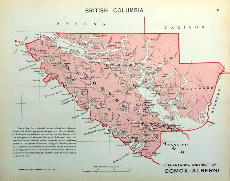 1915 Antique Of Vancouver Island British Columbia Canada Etsy
