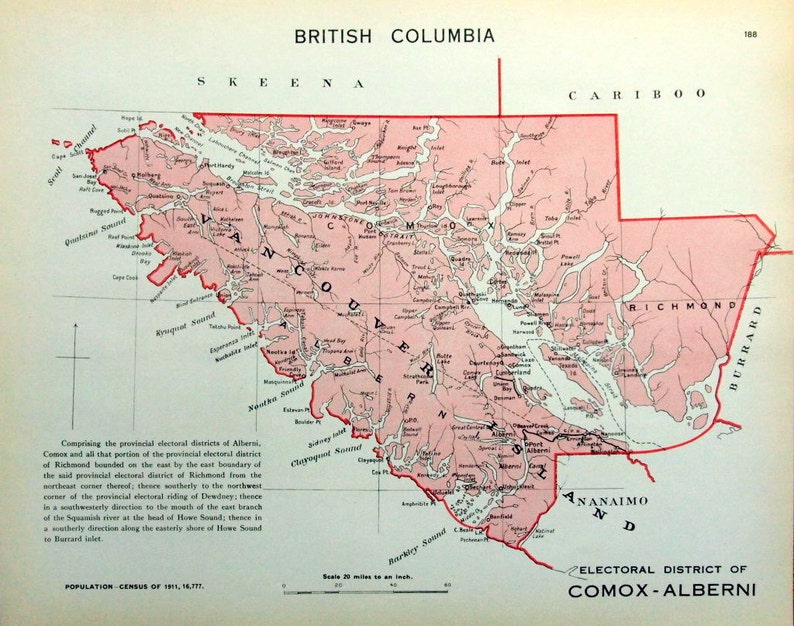 1915 Antique Of Vancouver Island British Columbia Canada Etsy