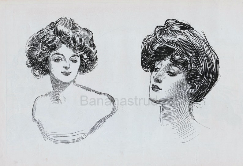 1907 Antique Gibson Girl Portrait Two Gibson Girls Untitled Gibson Portrait 13 image 1