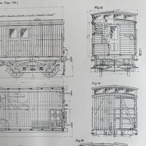 1893 Large Antique Print of Standard Rolling Stock for the Victorian Railways - 2-panel Blueprint - December 29, 1893
