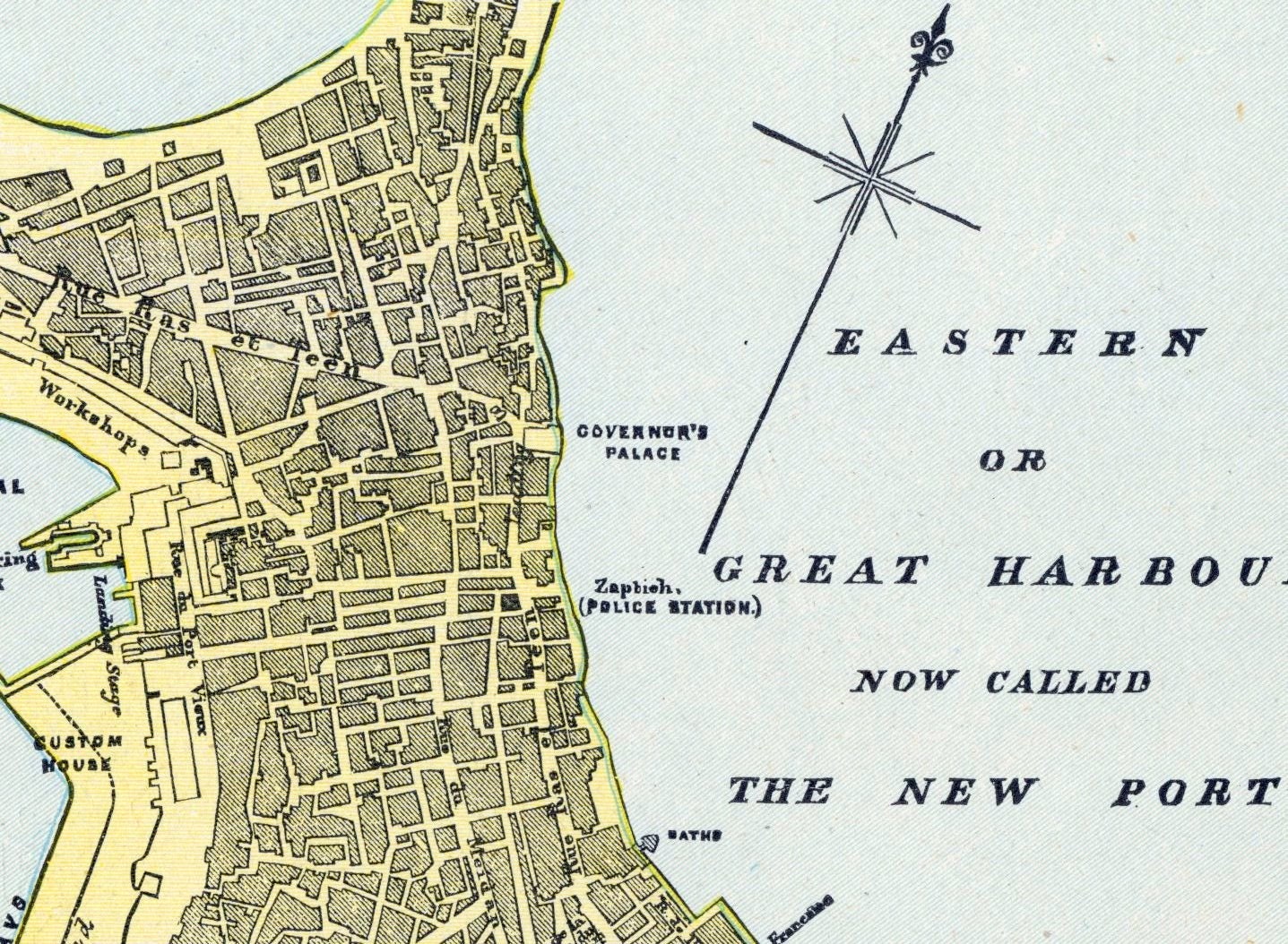 1888 年エジプトのアレクサンドリアのヴィンテージ地図