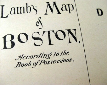 Antique Print of Lamb's Map of 17th Century Boston, Massachusetts - Published 1882