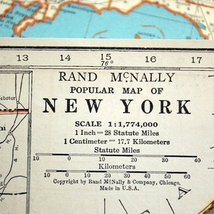 Vintage Karte von New York - New York Vintage Map - Publiziert 1937