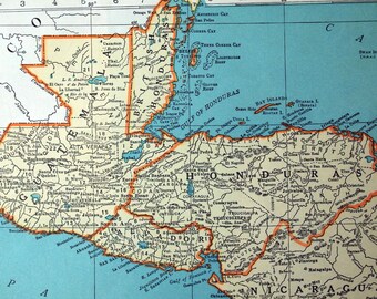 1937 年中央アメリカのヴィンテージ地図 - 中央アメリカのヴィンテージ