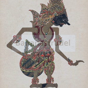 Javaner Tänzerin - Wayang Figur - Soejodana von Doerjodana - Antiker Druck von 1919 - Mahabharata Indisches Epos - Java, Indonesien - Platte 15