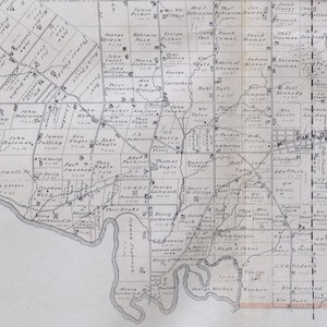 Rare grande carte ancienne de 1906 du canton de Cardoc, comté de Wellington, Ontario - LDN