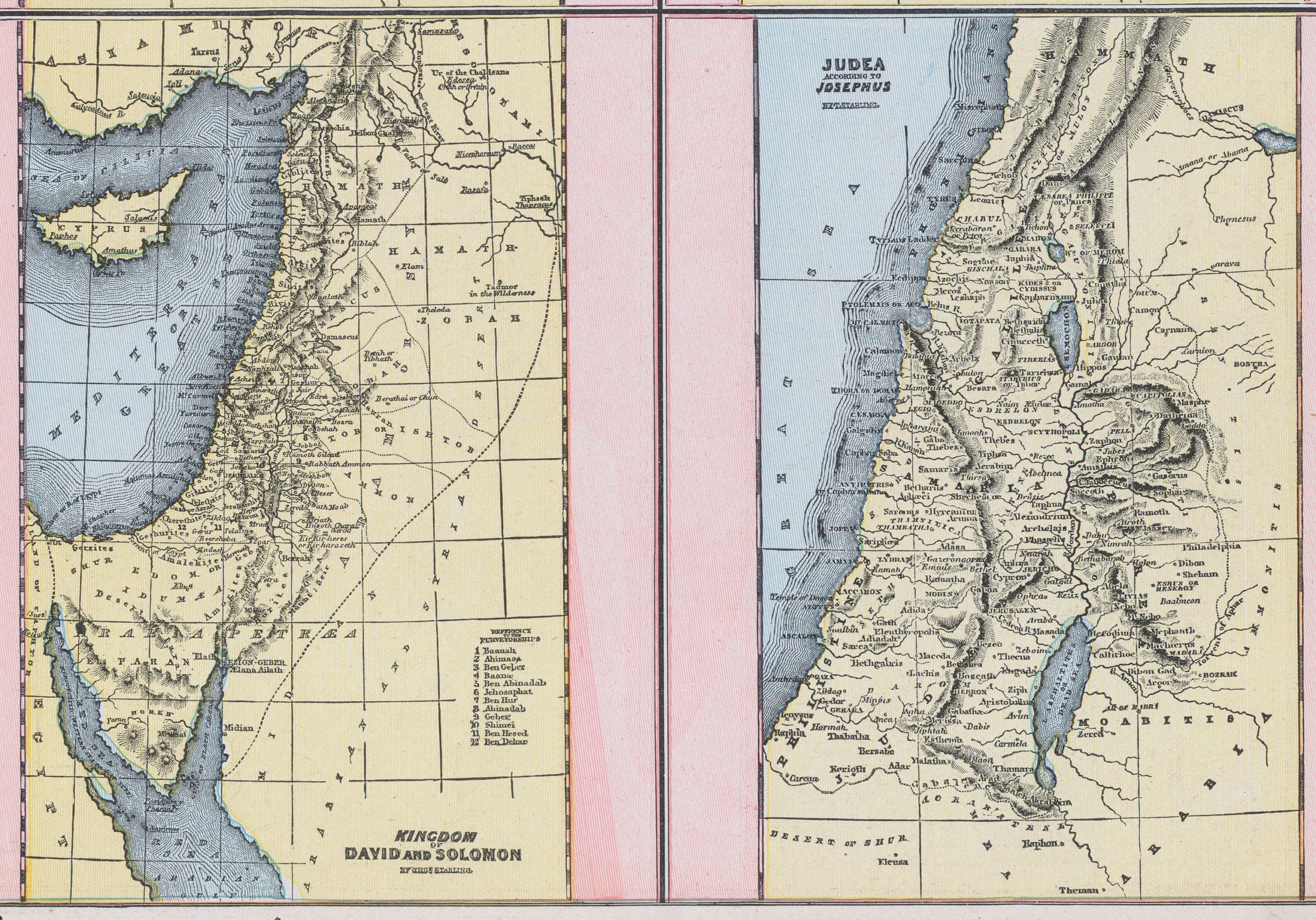 アンティーク聖書地図 - 1 枚のシートに 8 つのミニ地図 - 1888