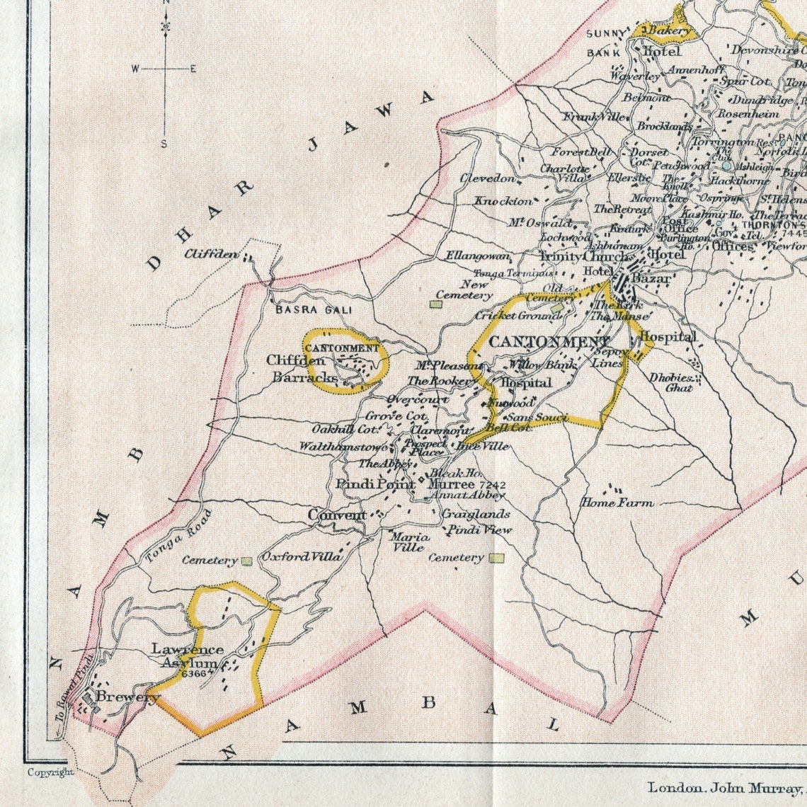 1924 Vintage Map of Murree India Pakistan - Etsy