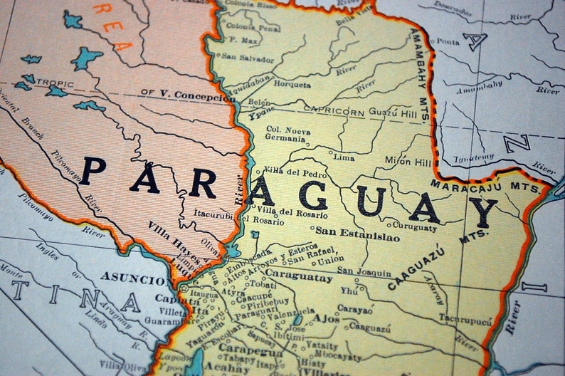 1937 Vintage Map of Paraguay and Uruguay Uruguay Paraguay ...