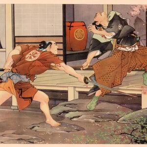 Vintage Japanese Print - Duel: Winner and Loser