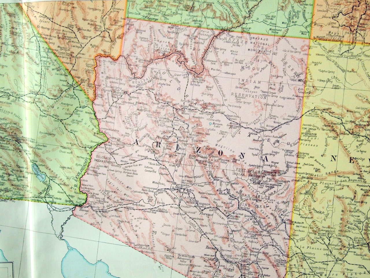 1920 Very Large Antique Map of the United States south West | Etsy