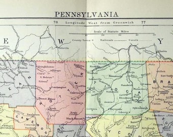 1885 Antique Map of Pennsylvania - Pennsylvania Antique Map