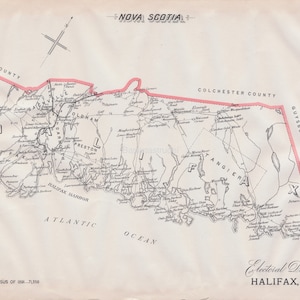 Ancienne carte d'Halifax, Nouvelle-Écosse - Carte électorale de 1895 - C'est là où vous habitez