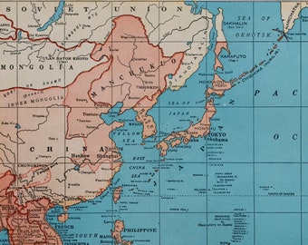 1943年第二次世界大戦極東地図 - 太平洋戦争時代のオリジナル地図