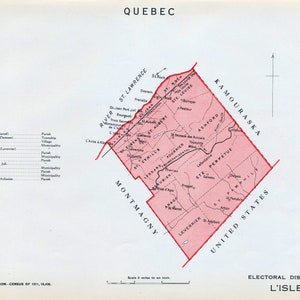 Ancienne carte de L'Islet, Québec, Canada - Carte électorale vintage de 1915 - Série It's Where You Live - Député